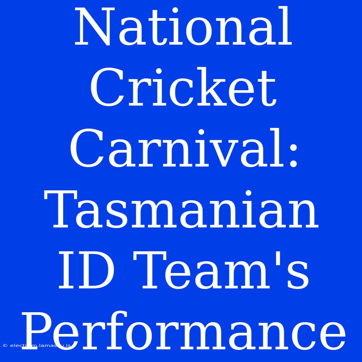 National Cricket Carnival: Tasmanian ID Team's Performance