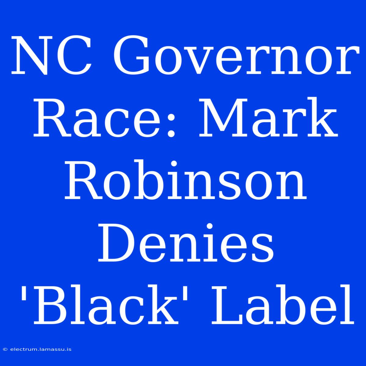 NC Governor Race: Mark Robinson Denies 'Black' Label