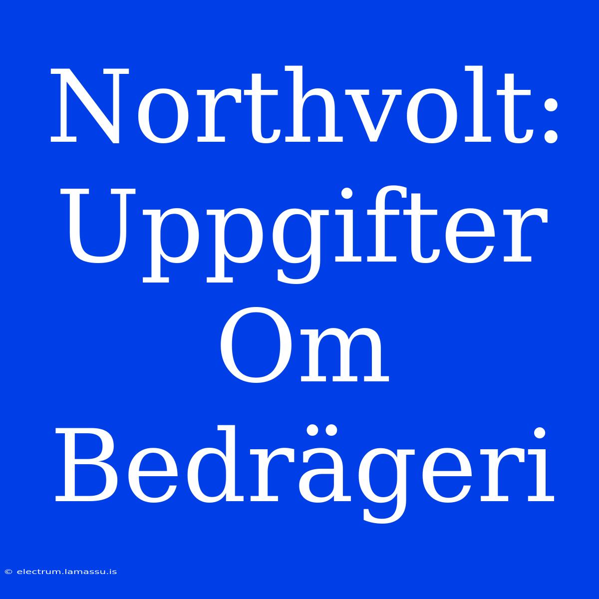 Northvolt: Uppgifter Om Bedrägeri