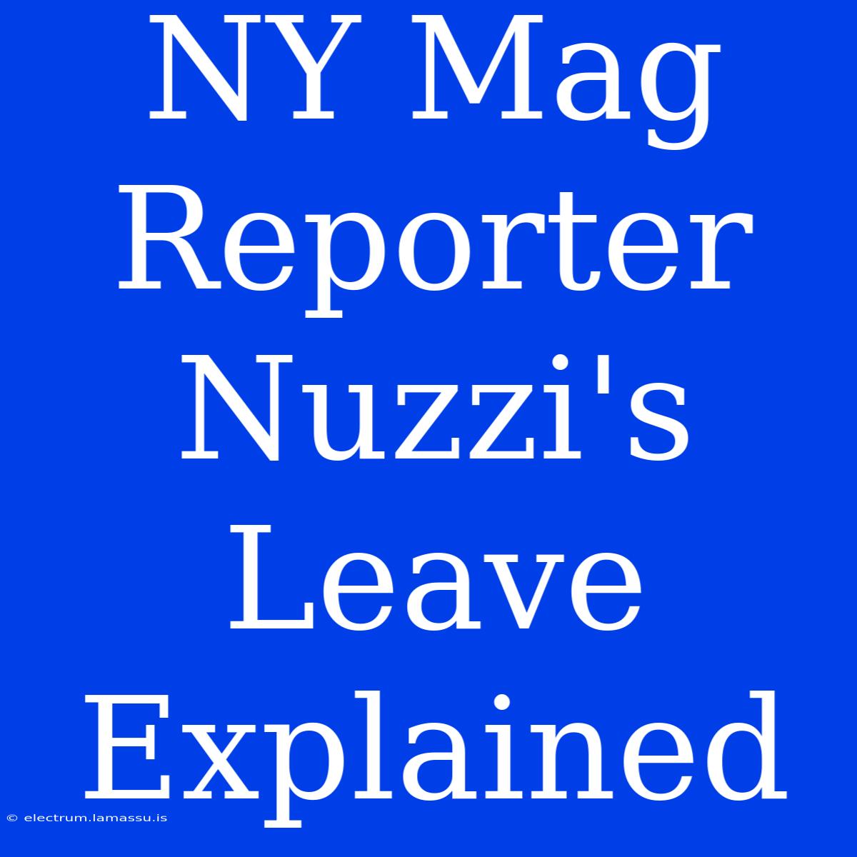 NY Mag Reporter Nuzzi's Leave Explained