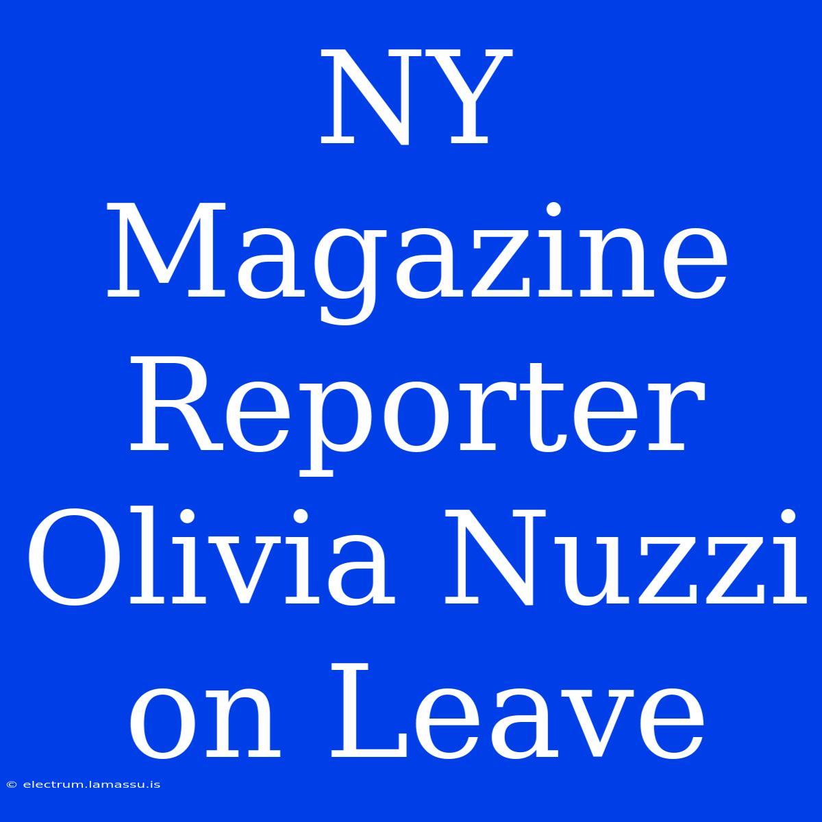 NY Magazine Reporter Olivia Nuzzi On Leave