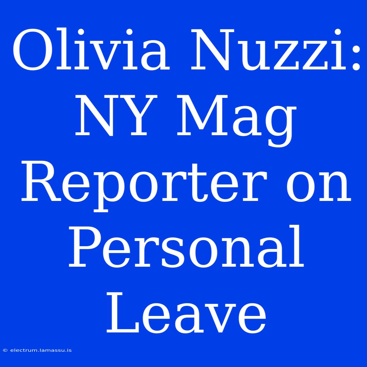 Olivia Nuzzi: NY Mag Reporter On Personal Leave