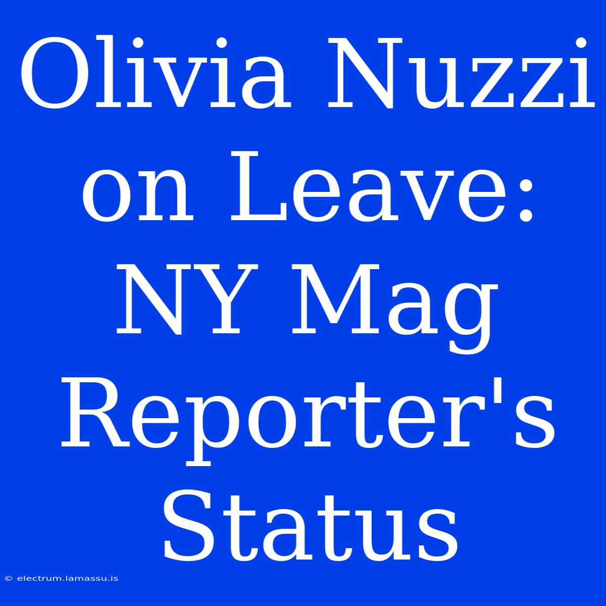 Olivia Nuzzi On Leave: NY Mag Reporter's Status