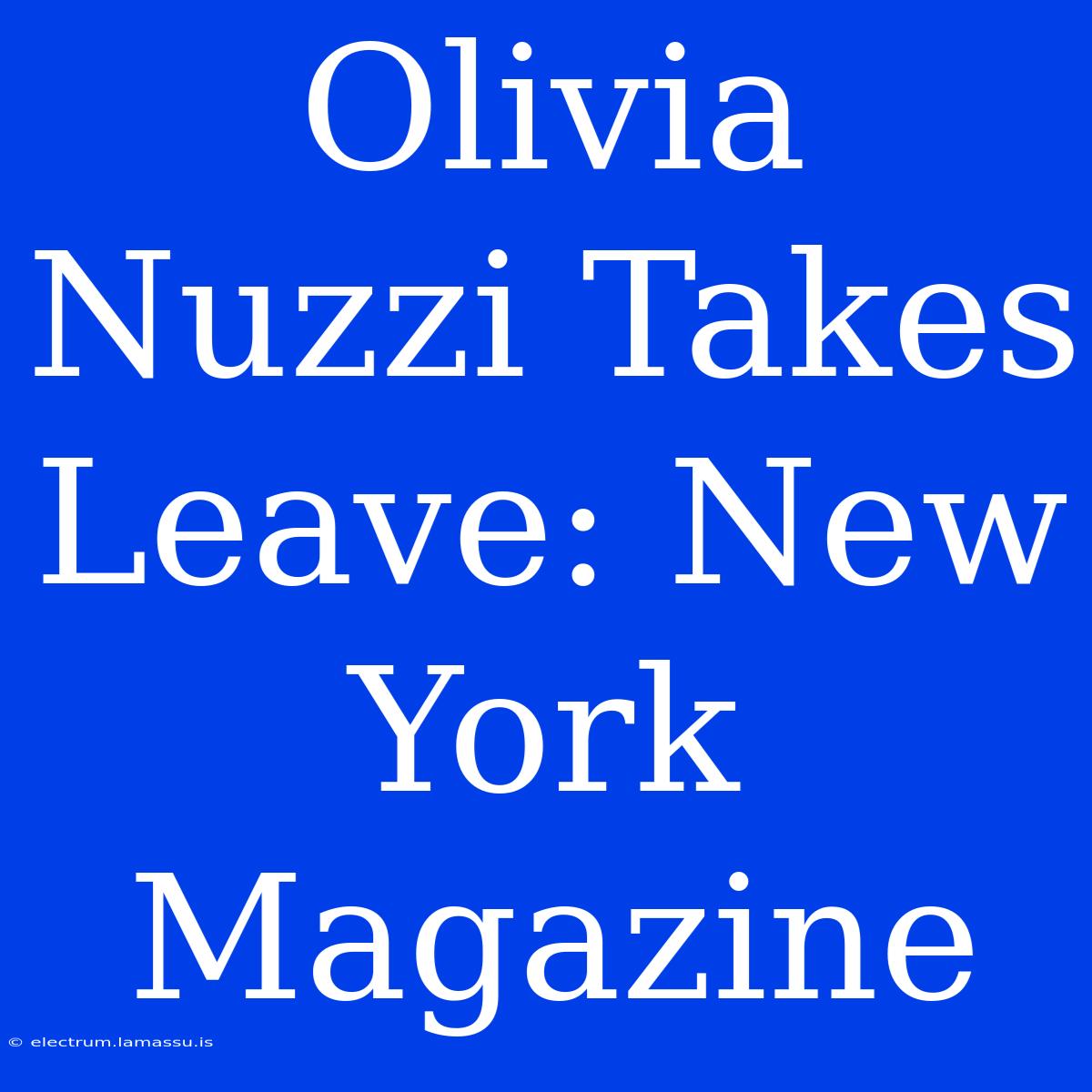 Olivia Nuzzi Takes Leave: New York Magazine 