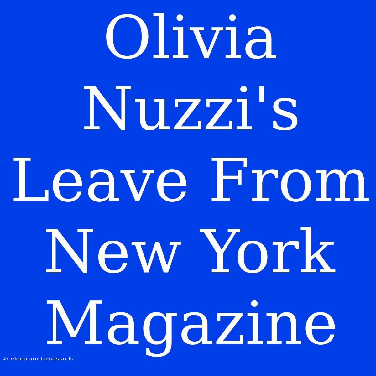 Olivia Nuzzi's Leave From New York Magazine 