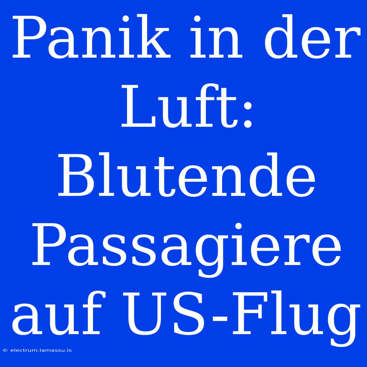 Panik In Der Luft: Blutende Passagiere Auf US-Flug