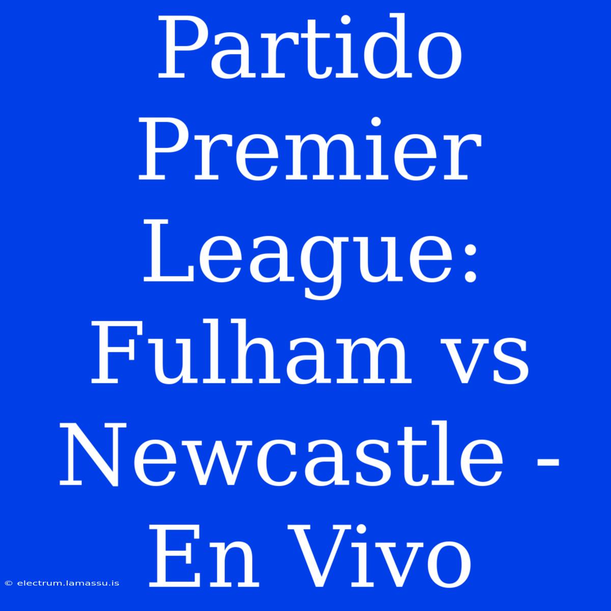 Partido Premier League: Fulham Vs Newcastle - En Vivo