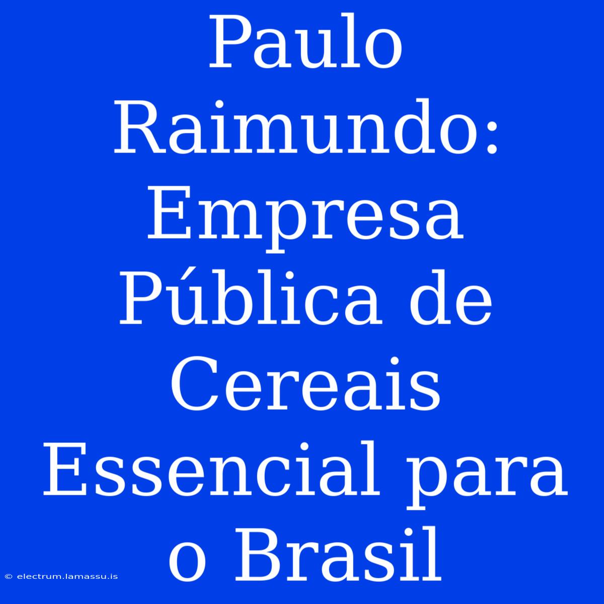 Paulo Raimundo: Empresa Pública De Cereais Essencial Para O Brasil