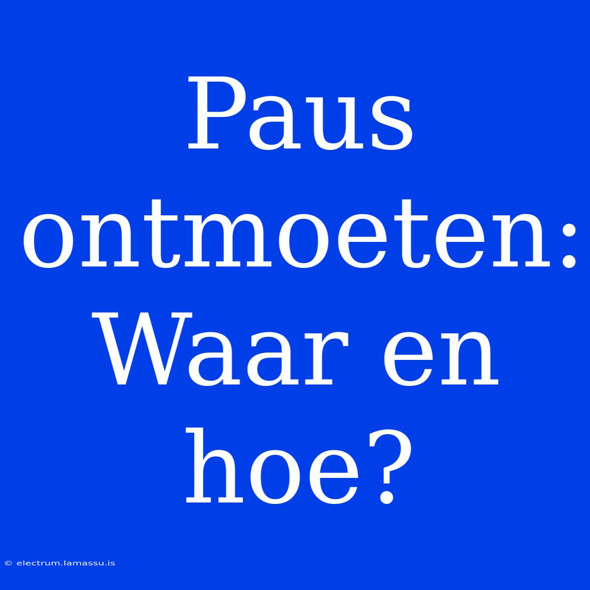 Paus Ontmoeten: Waar En Hoe?