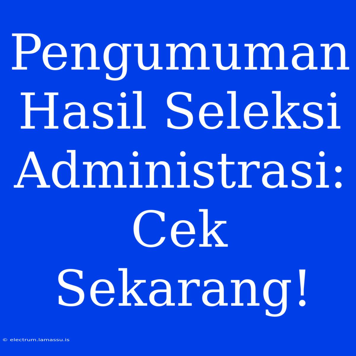 Pengumuman Hasil Seleksi Administrasi: Cek Sekarang!