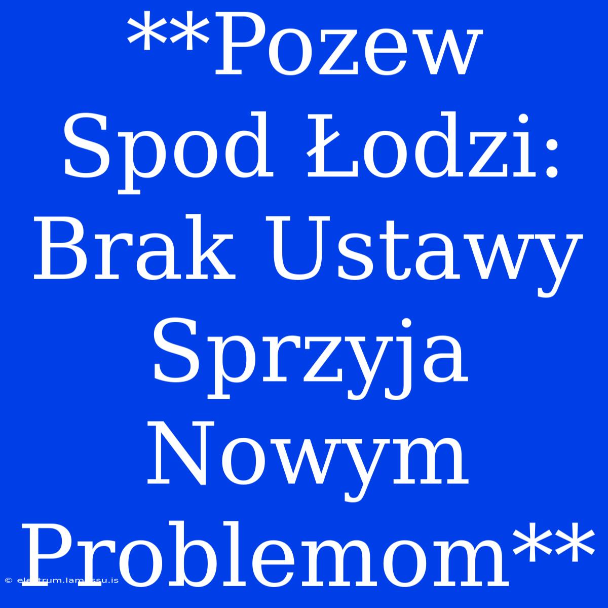 **Pozew Spod Łodzi: Brak Ustawy Sprzyja Nowym Problemom**