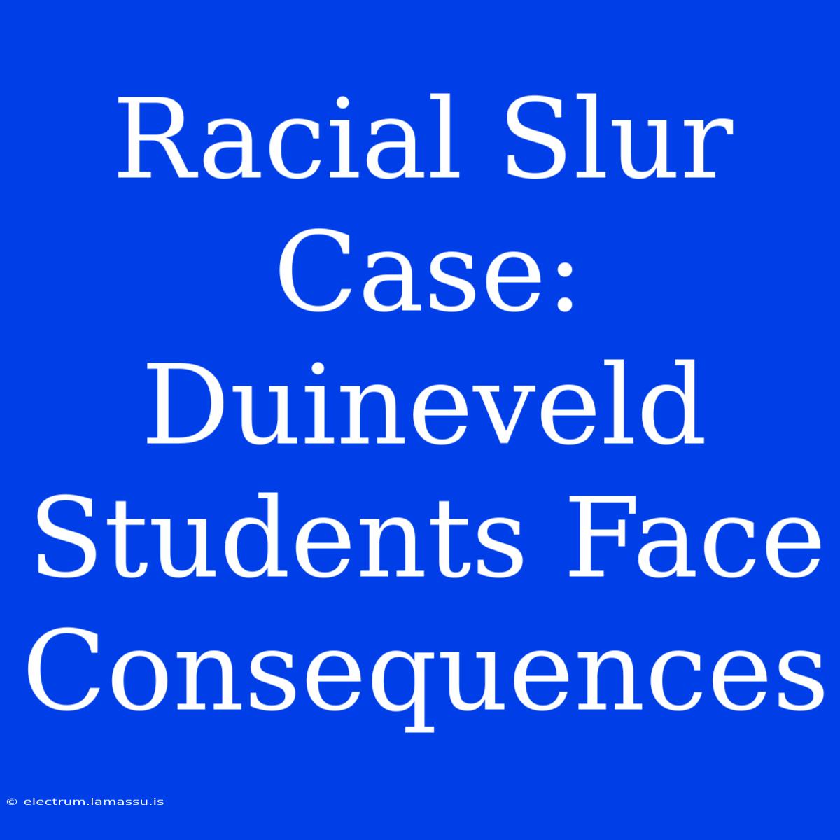 Racial Slur Case: Duineveld Students Face Consequences