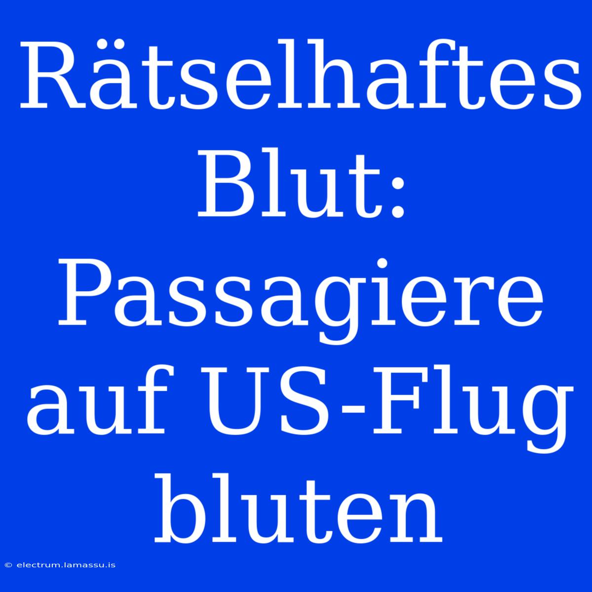 Rätselhaftes Blut: Passagiere Auf US-Flug Bluten