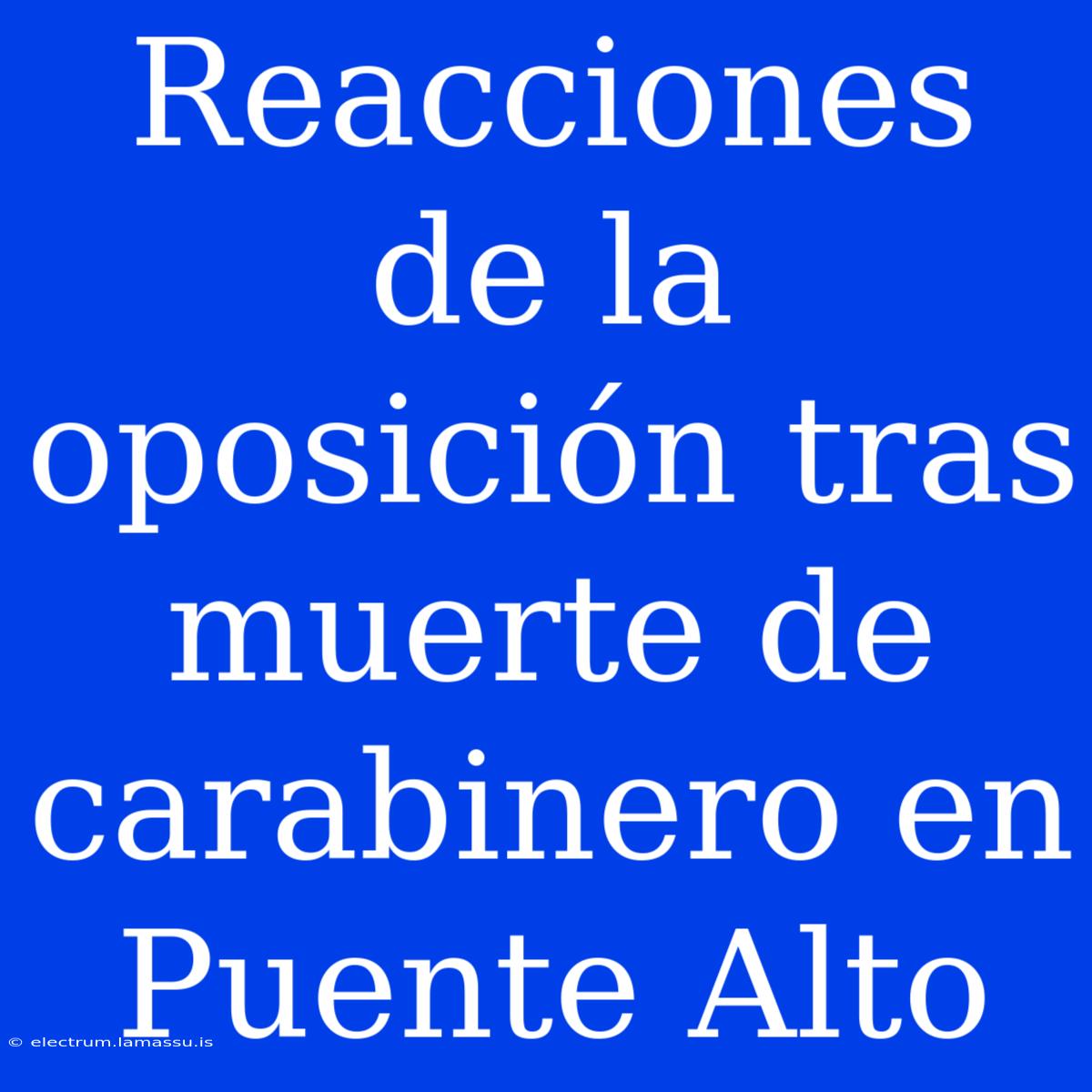 Reacciones De La Oposición Tras Muerte De Carabinero En Puente Alto
