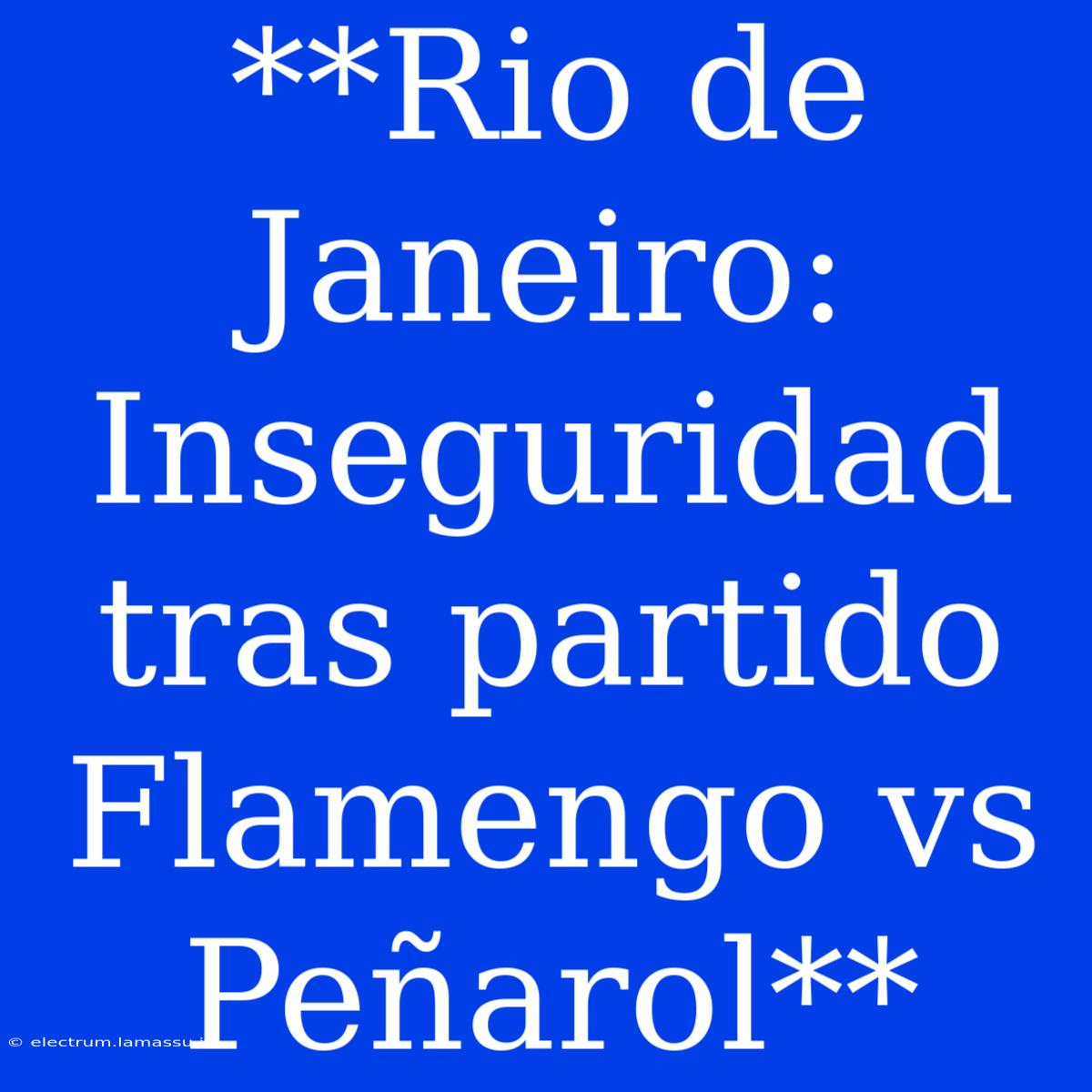 **Rio De Janeiro: Inseguridad Tras Partido Flamengo Vs Peñarol**