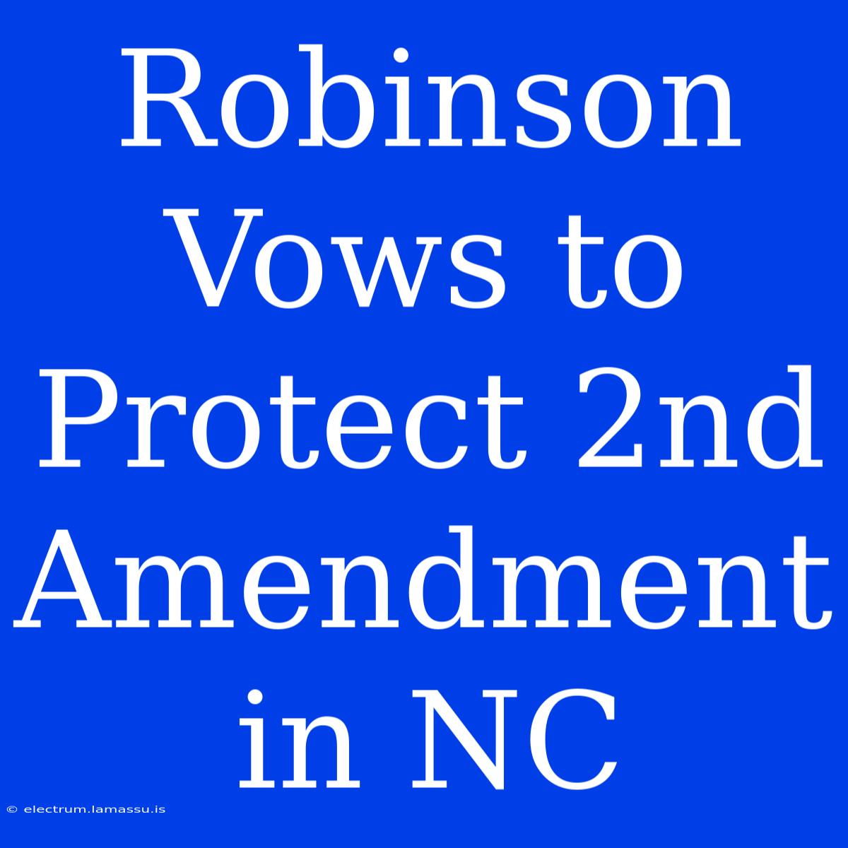 Robinson Vows To Protect 2nd Amendment In NC