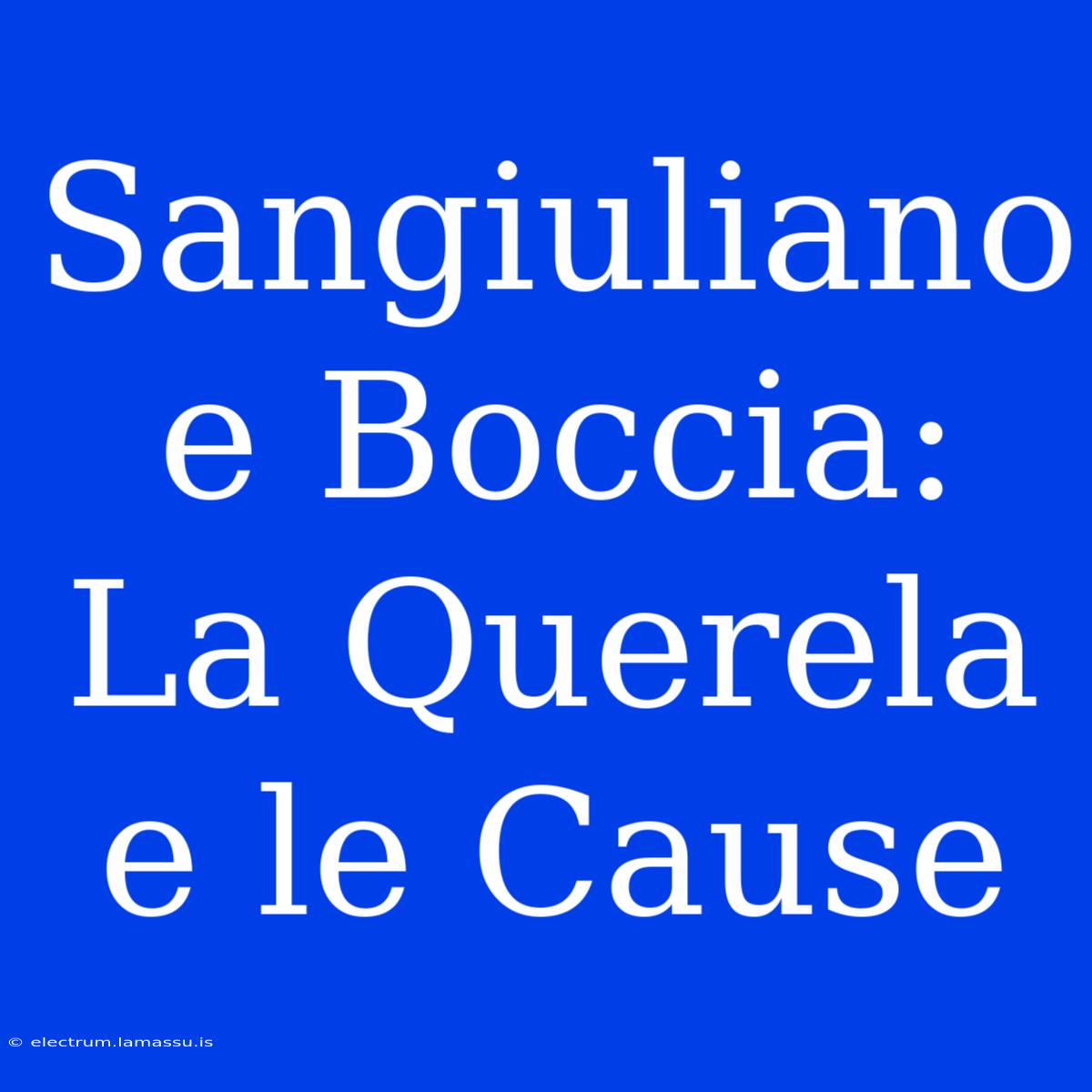 Sangiuliano E Boccia: La Querela E Le Cause