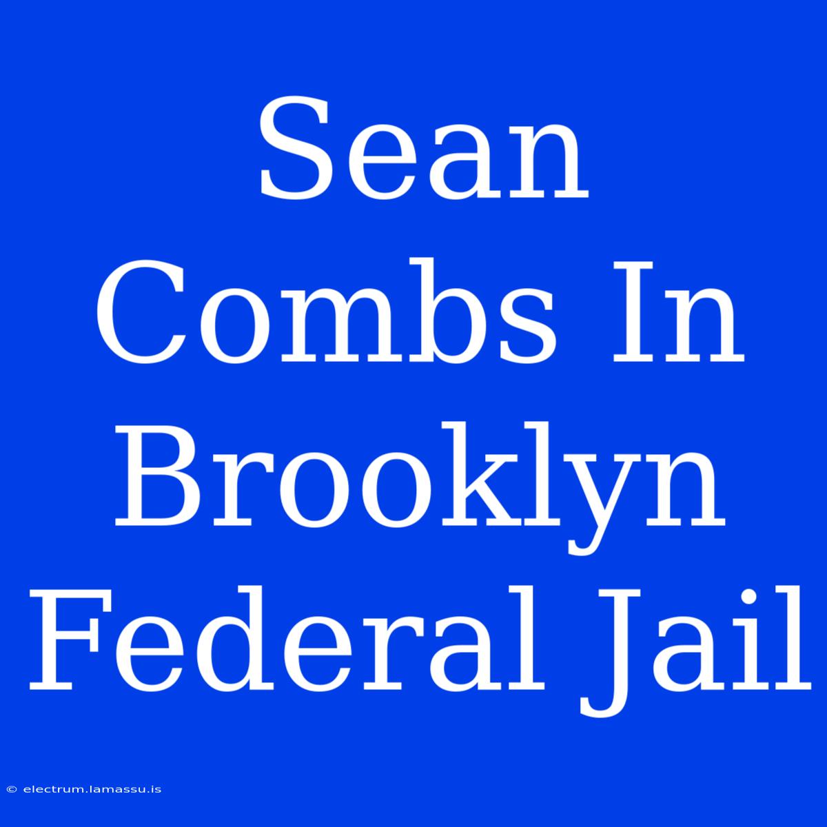 Sean Combs In Brooklyn Federal Jail