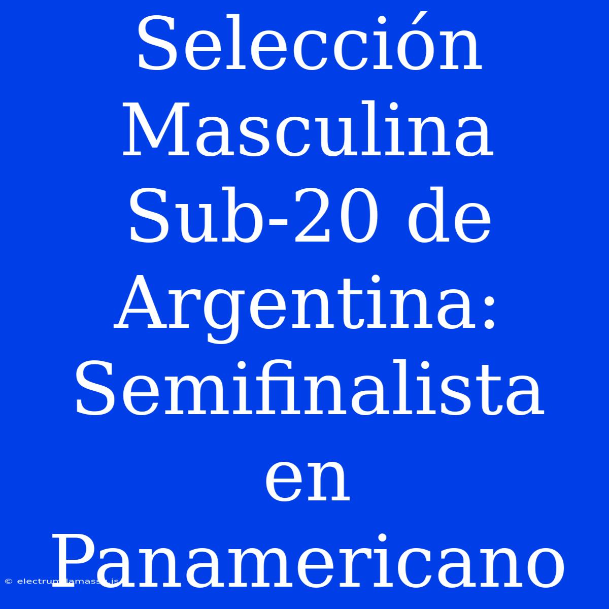 Selección Masculina Sub-20 De Argentina: Semifinalista En Panamericano