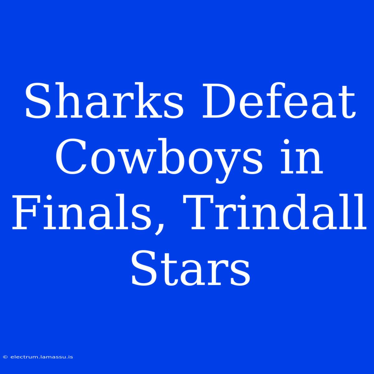 Sharks Defeat Cowboys In Finals, Trindall Stars