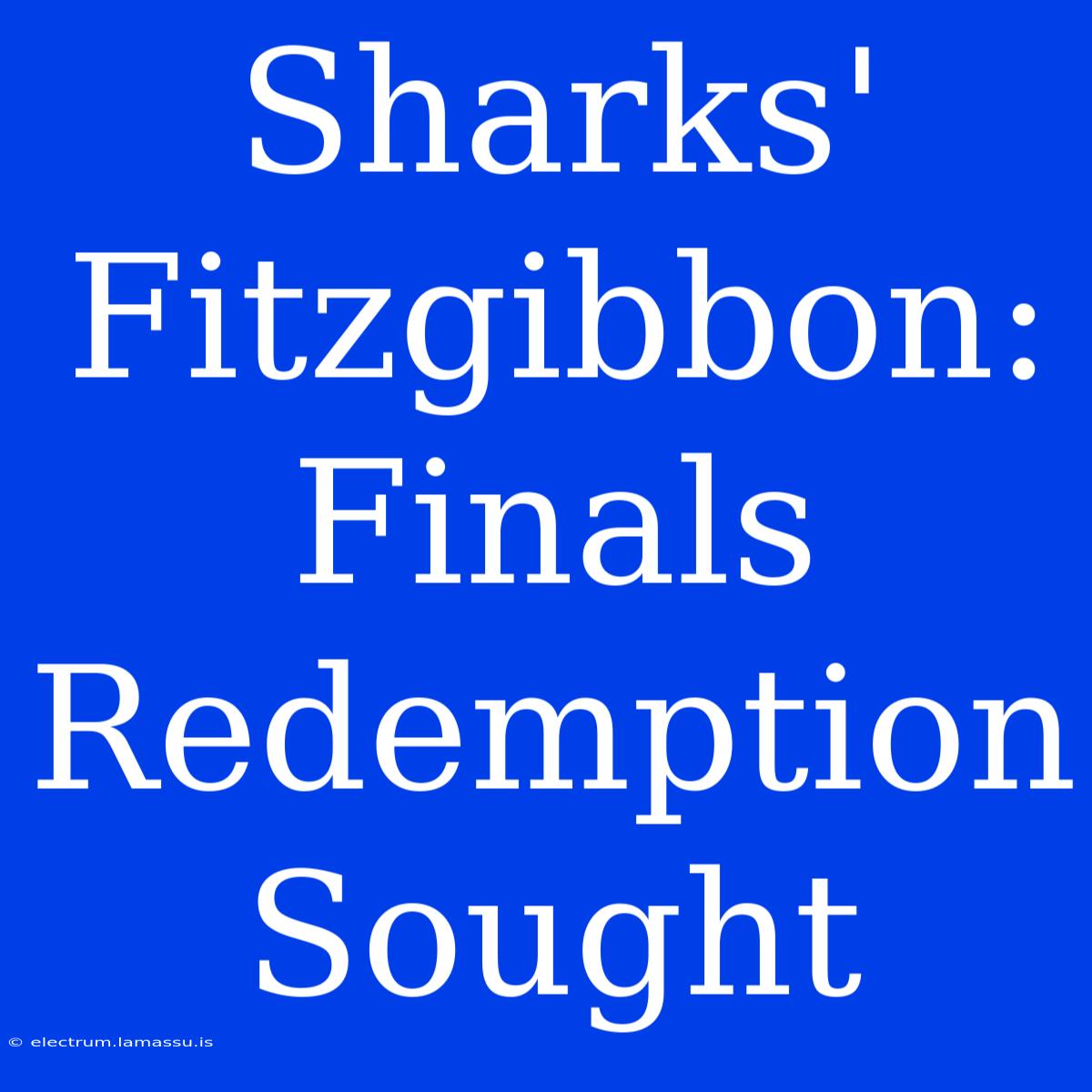 Sharks' Fitzgibbon: Finals Redemption Sought