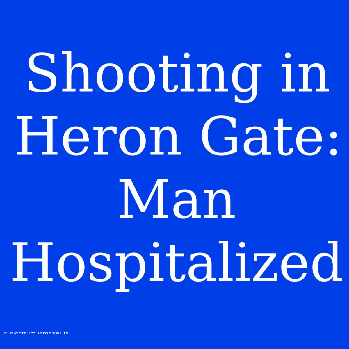 Shooting In Heron Gate: Man Hospitalized