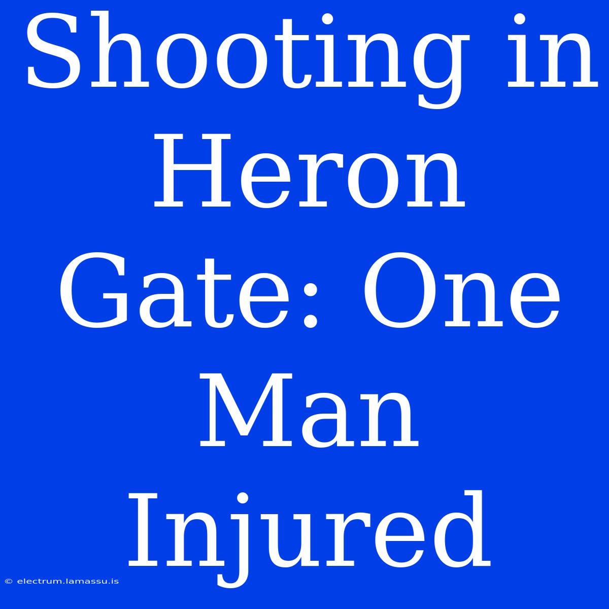 Shooting In Heron Gate: One Man Injured 