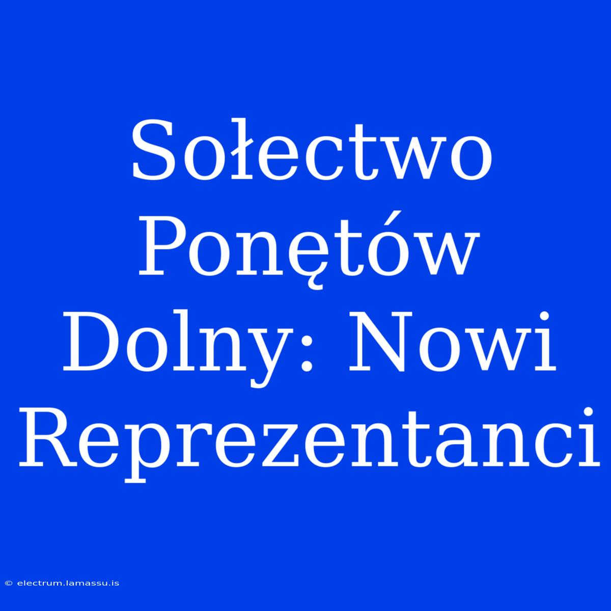 Sołectwo Ponętów Dolny: Nowi Reprezentanci