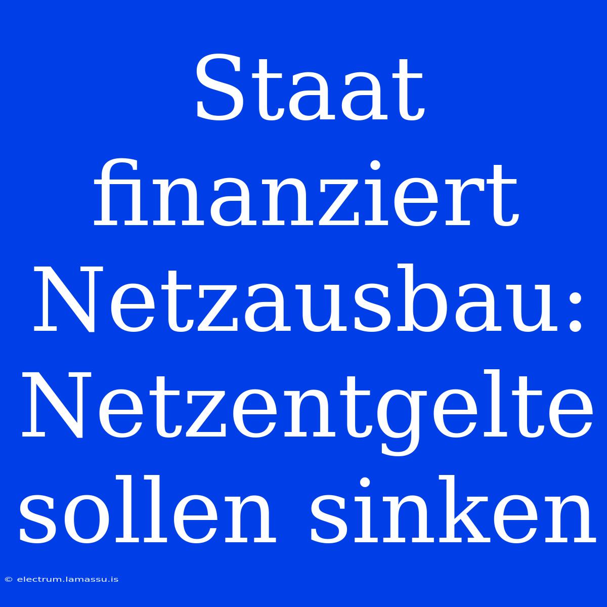 Staat Finanziert Netzausbau: Netzentgelte Sollen Sinken