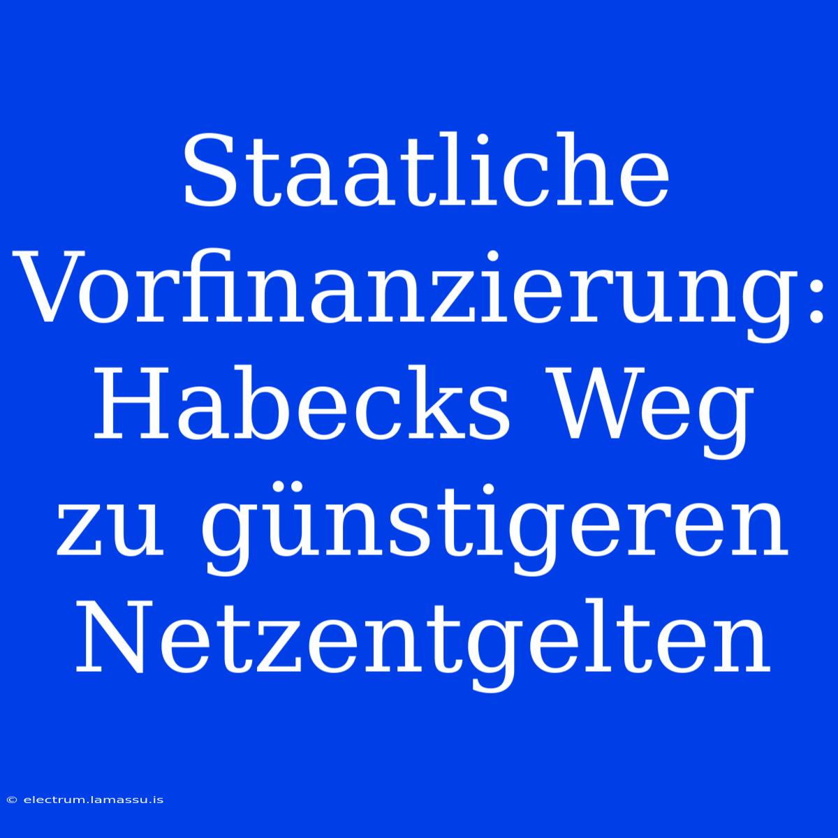 Staatliche Vorfinanzierung: Habecks Weg Zu Günstigeren Netzentgelten