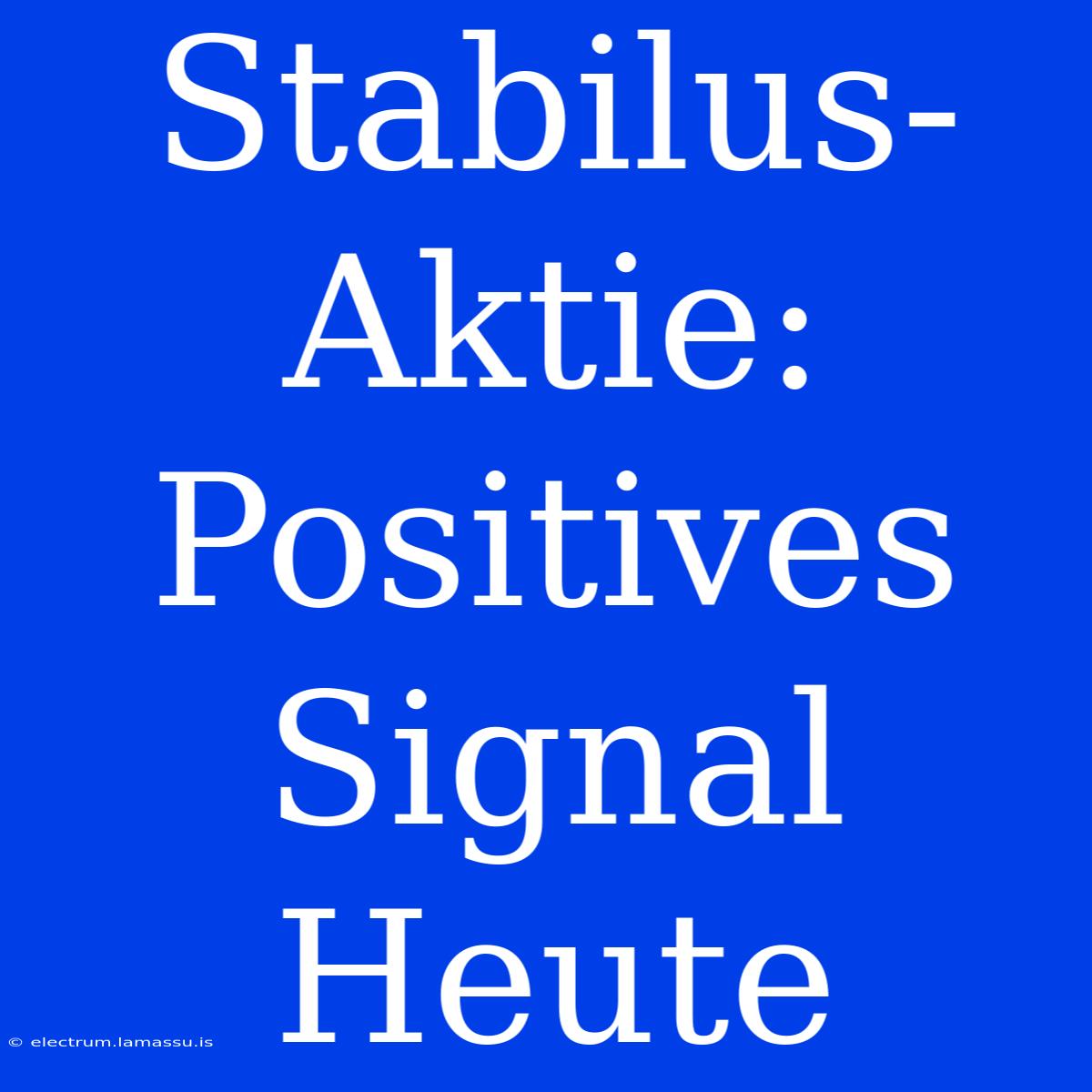 Stabilus-Aktie: Positives Signal Heute