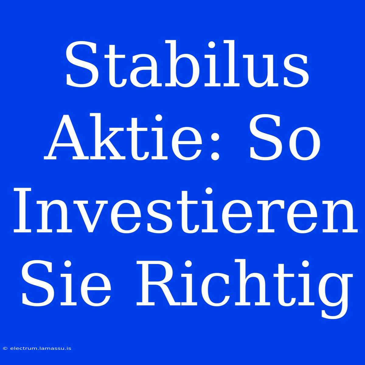 Stabilus Aktie: So Investieren Sie Richtig