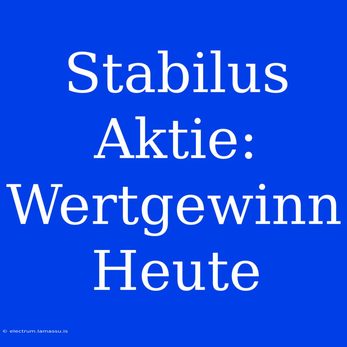 Stabilus Aktie: Wertgewinn Heute