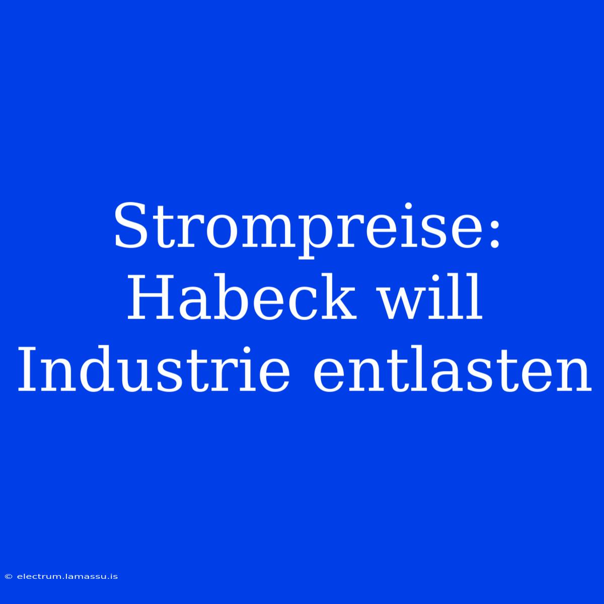 Strompreise: Habeck Will Industrie Entlasten