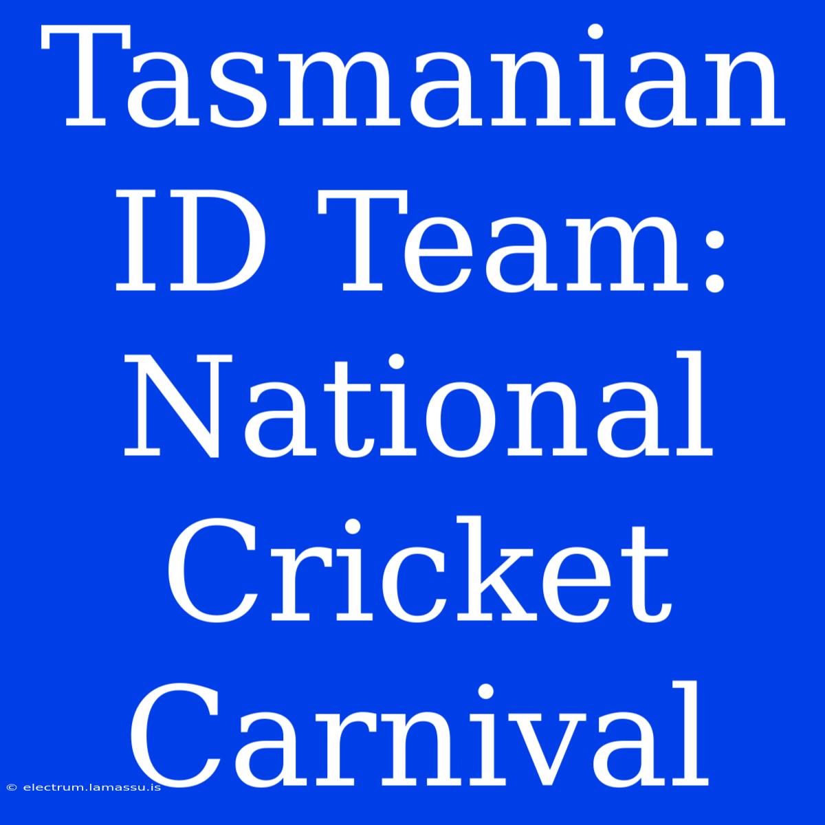 Tasmanian ID Team: National Cricket Carnival