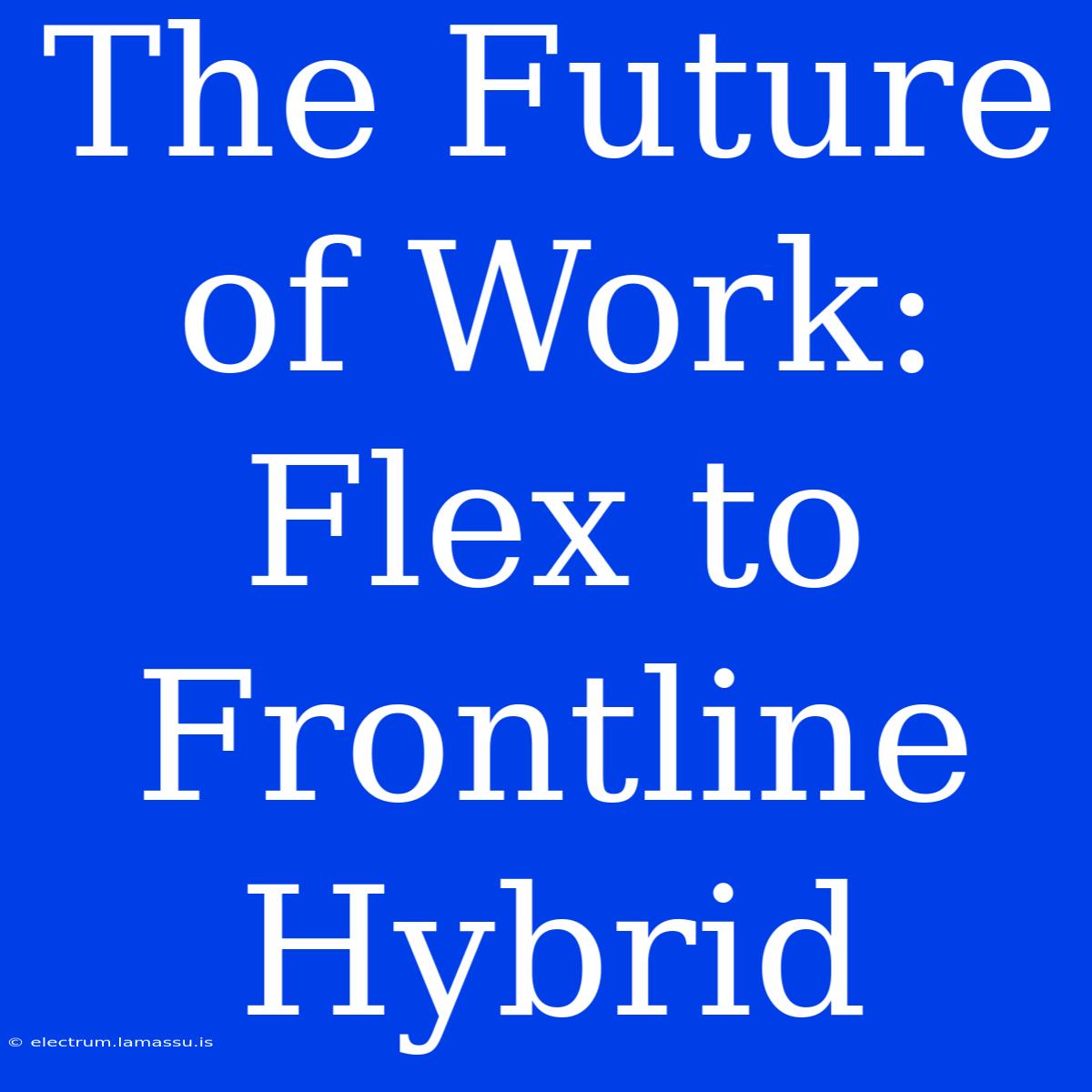 The Future Of Work: Flex To Frontline Hybrid