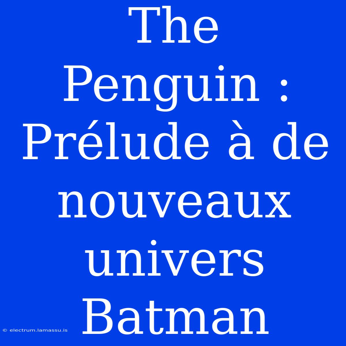 The Penguin : Prélude À De Nouveaux Univers Batman