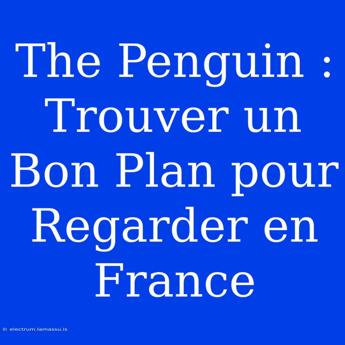 The Penguin : Trouver Un Bon Plan Pour Regarder En France