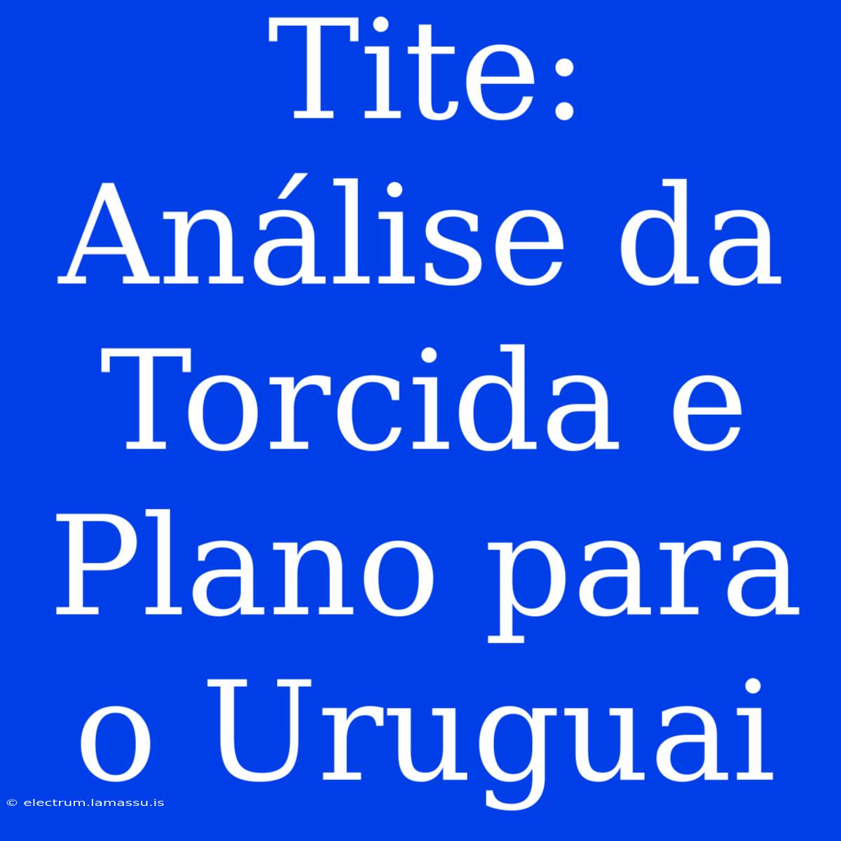 Tite: Análise Da Torcida E Plano Para O Uruguai