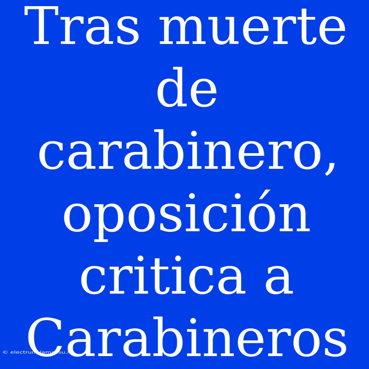 Tras Muerte De Carabinero, Oposición Critica A Carabineros