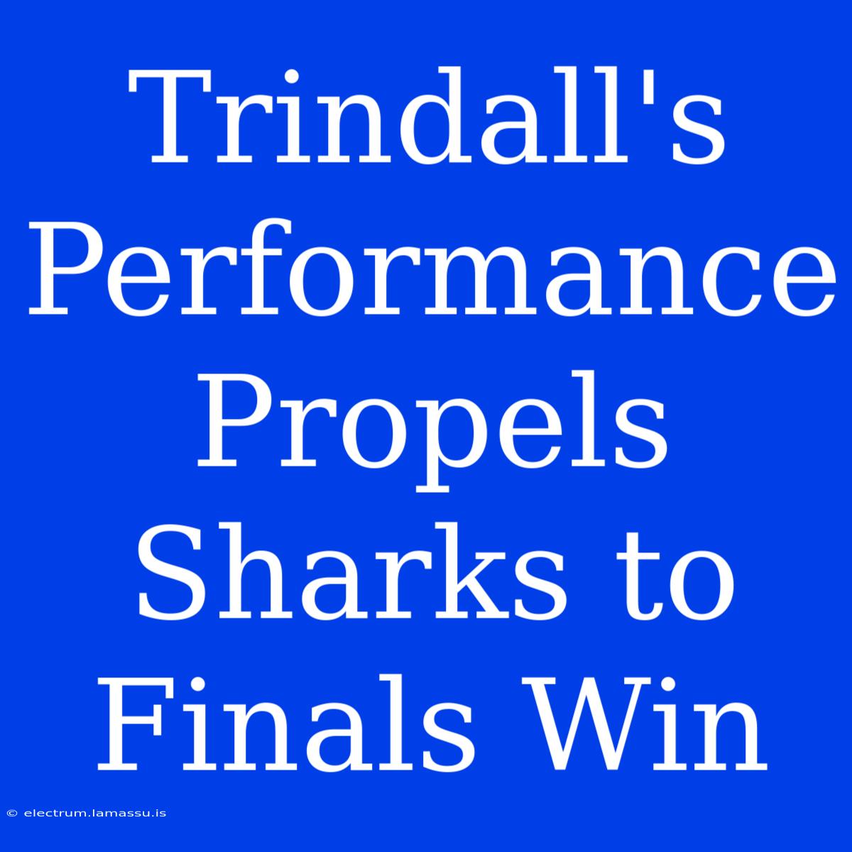 Trindall's Performance Propels Sharks To Finals Win