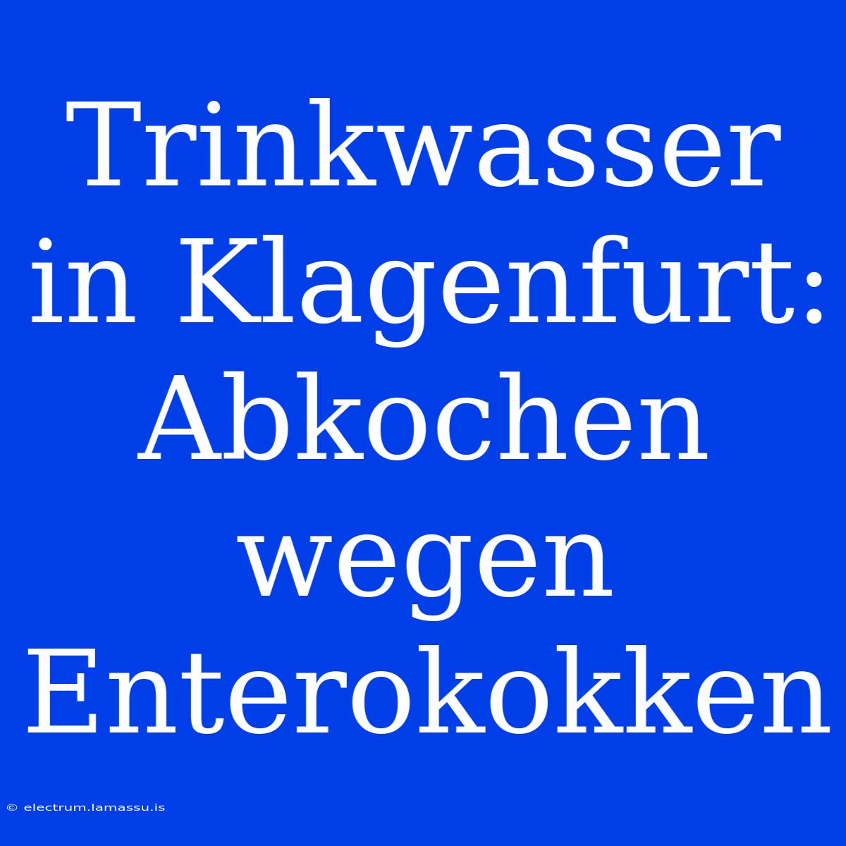 Trinkwasser In Klagenfurt: Abkochen Wegen Enterokokken 