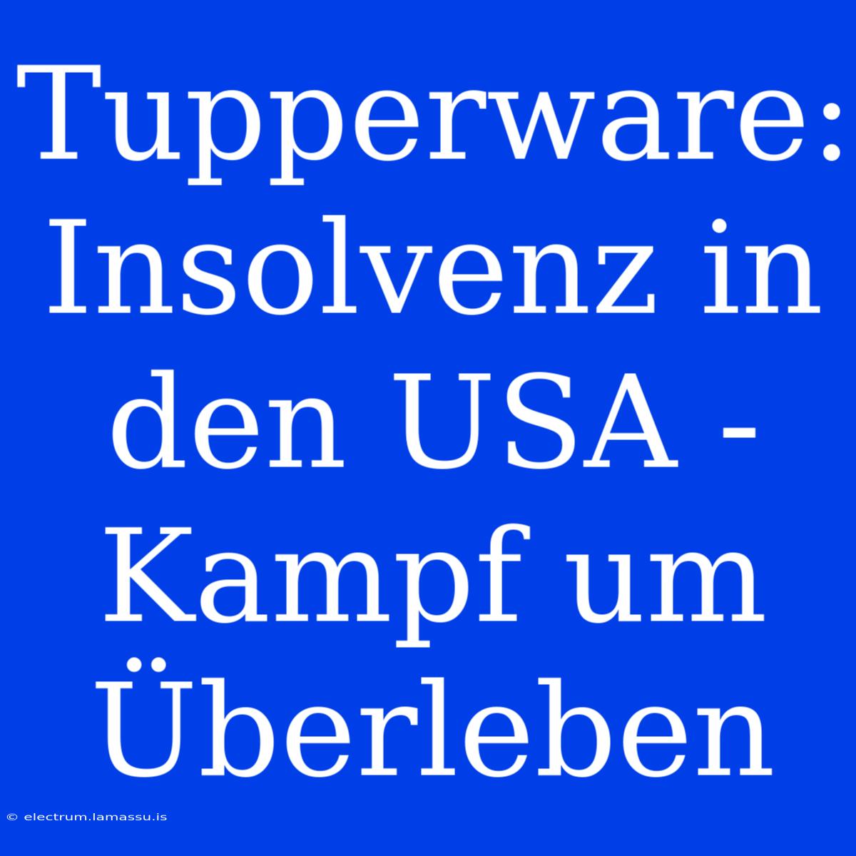 Tupperware: Insolvenz In Den USA - Kampf Um Überleben