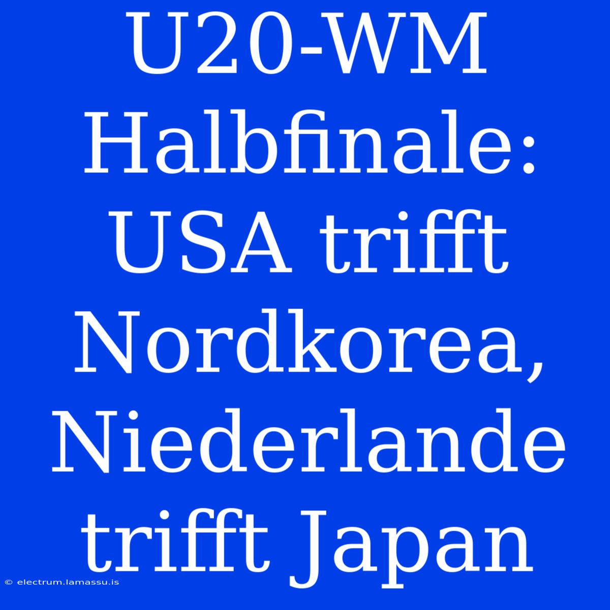 U20-WM Halbfinale: USA Trifft Nordkorea, Niederlande Trifft Japan