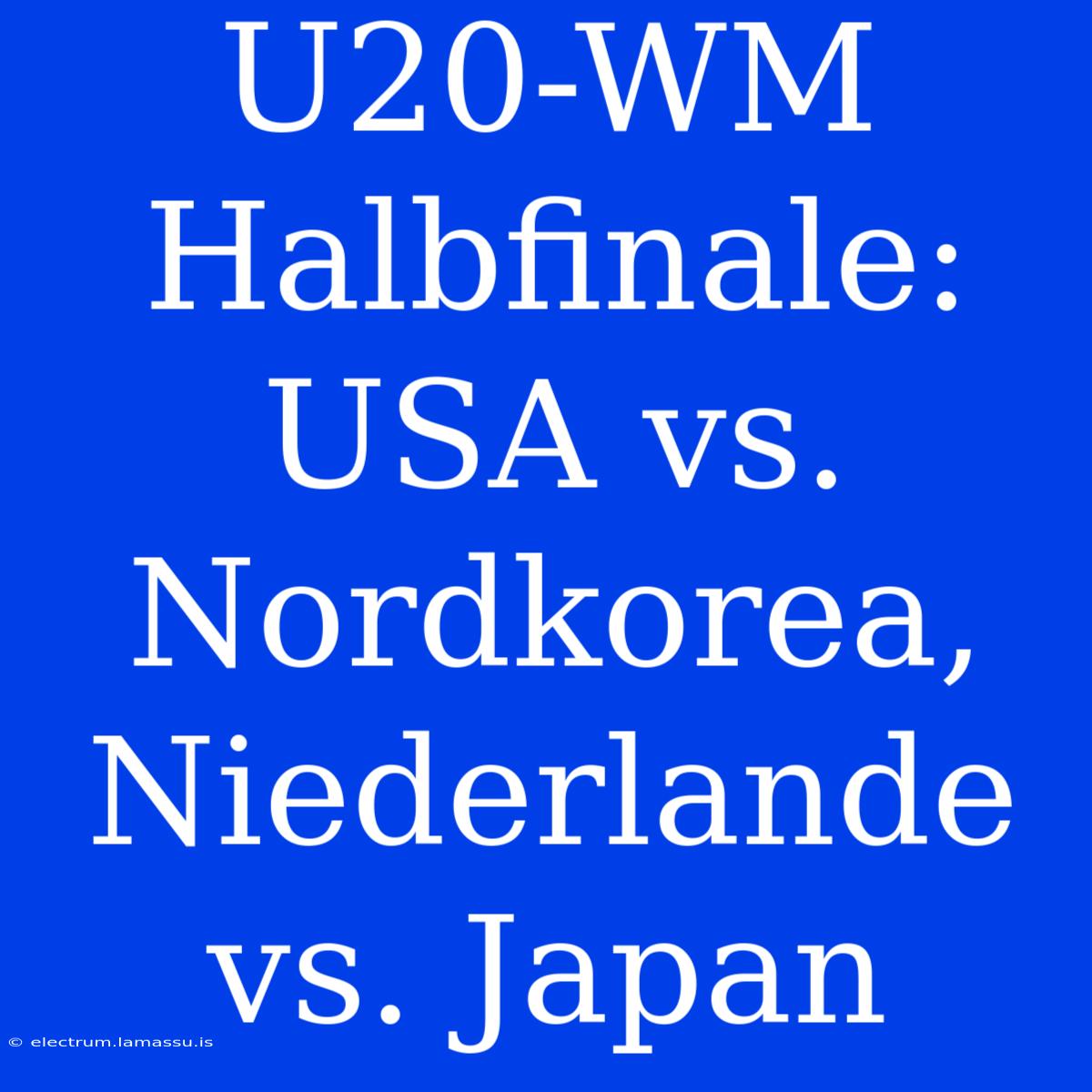 U20-WM Halbfinale: USA Vs. Nordkorea, Niederlande Vs. Japan