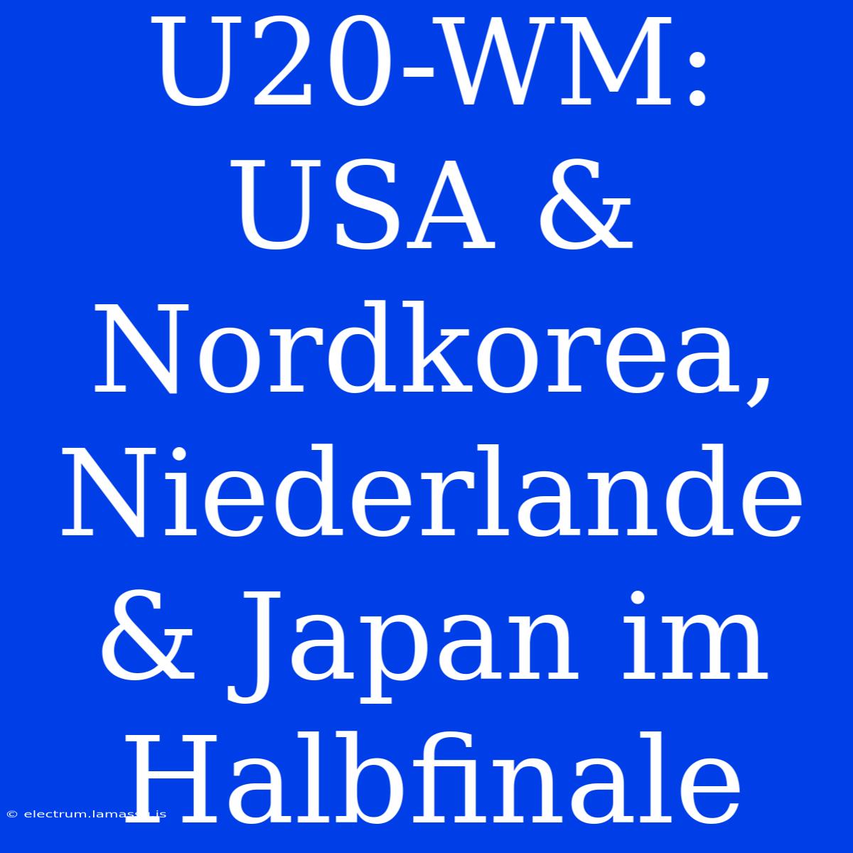 U20-WM: USA & Nordkorea, Niederlande & Japan Im Halbfinale