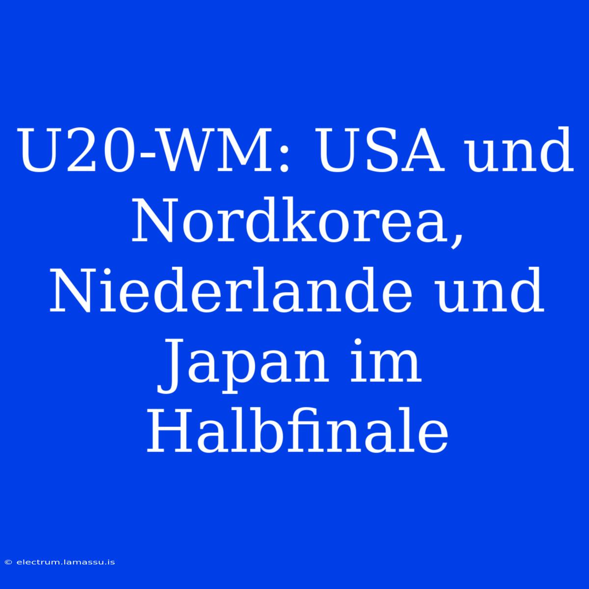 U20-WM: USA Und Nordkorea, Niederlande Und Japan Im Halbfinale 