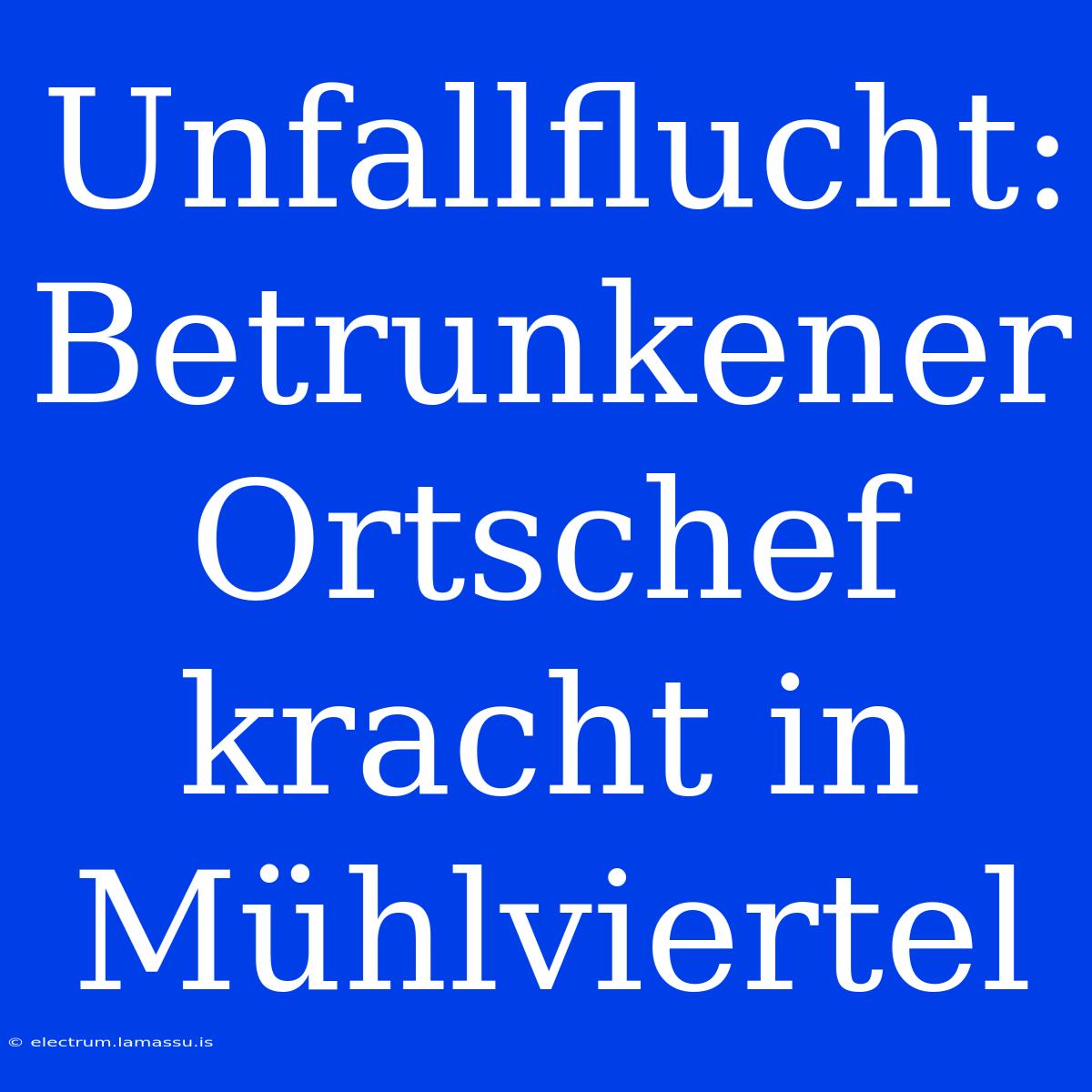 Unfallflucht: Betrunkener Ortschef Kracht In Mühlviertel