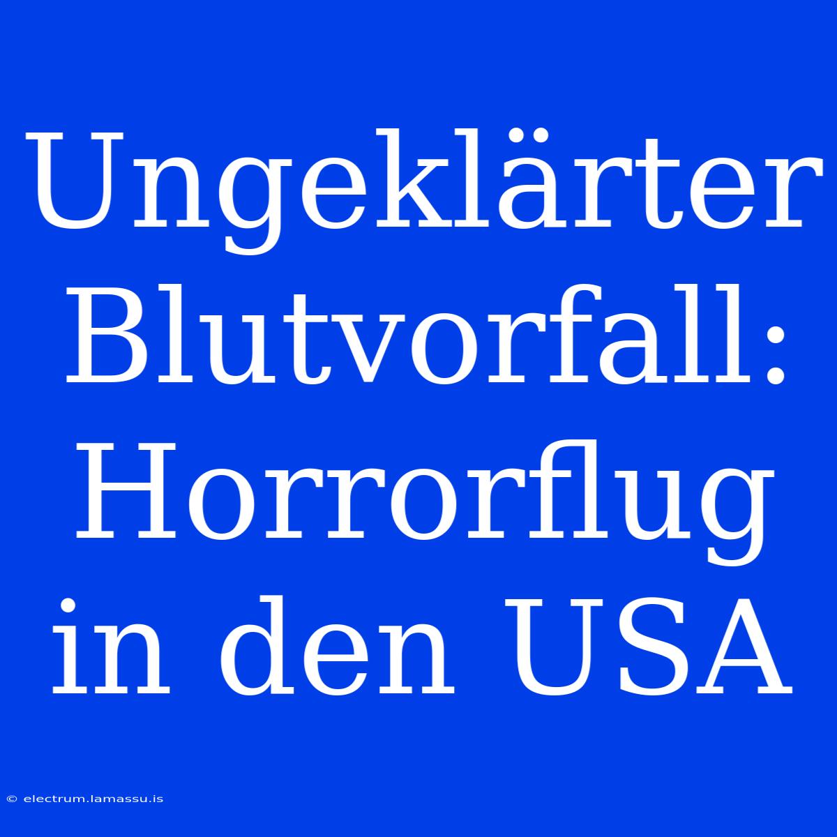 Ungeklärter Blutvorfall: Horrorflug In Den USA