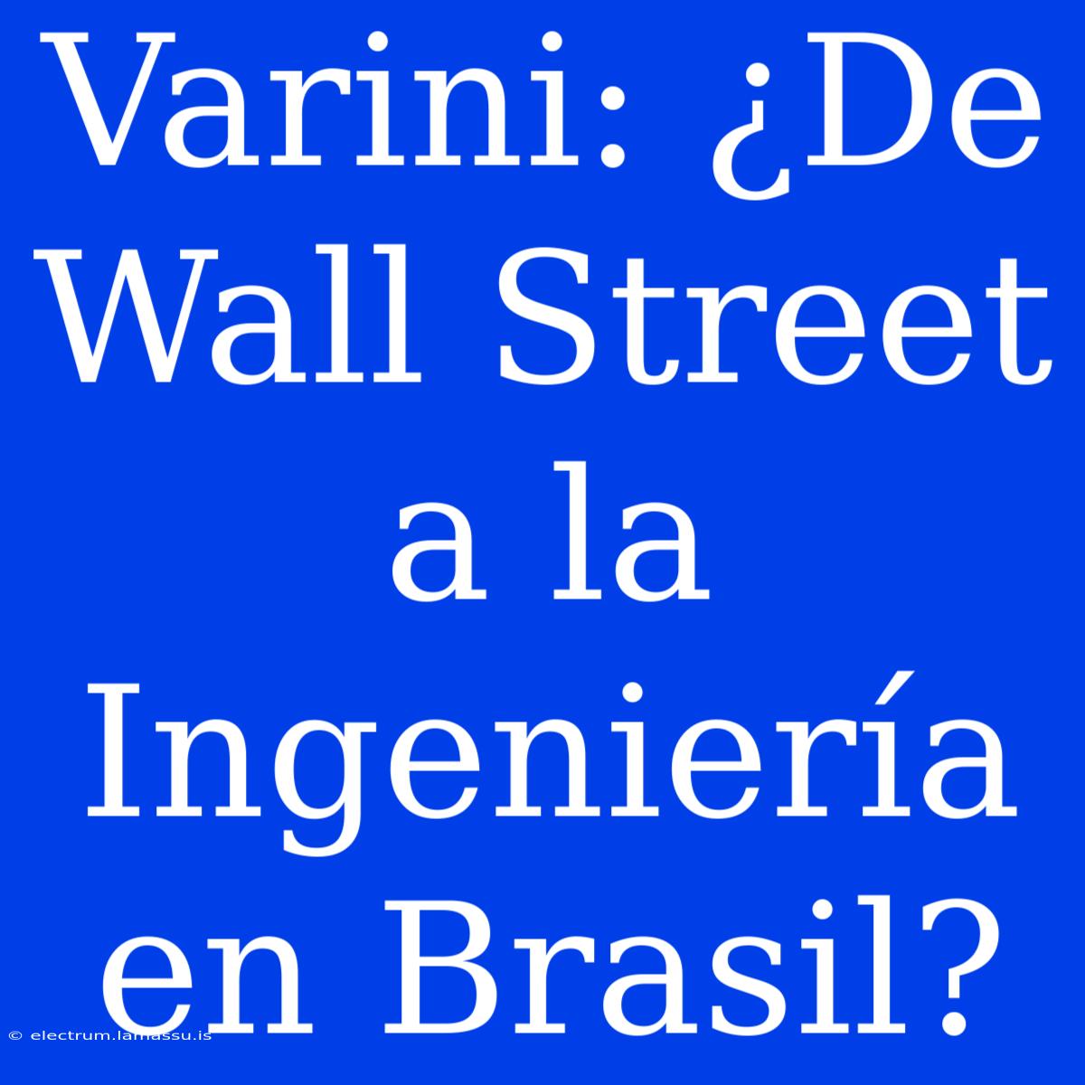 Varini: ¿De Wall Street A La Ingeniería En Brasil?